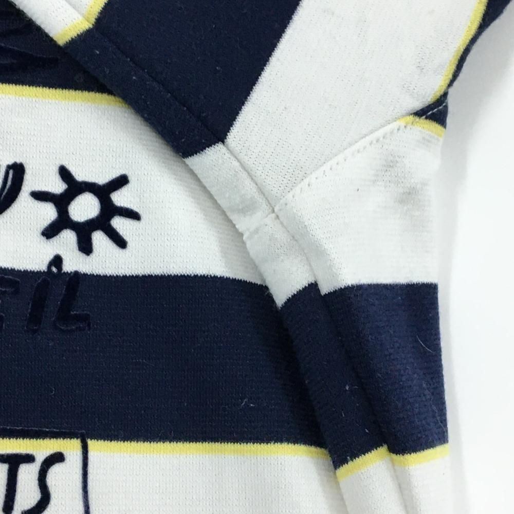 カステルバジャック 長袖ハイネックシャツ 白×ネイビー ボーダー