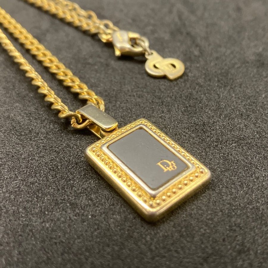 Christian Dior ディオール ネックレス ロゴプレート ゴールド系 4308