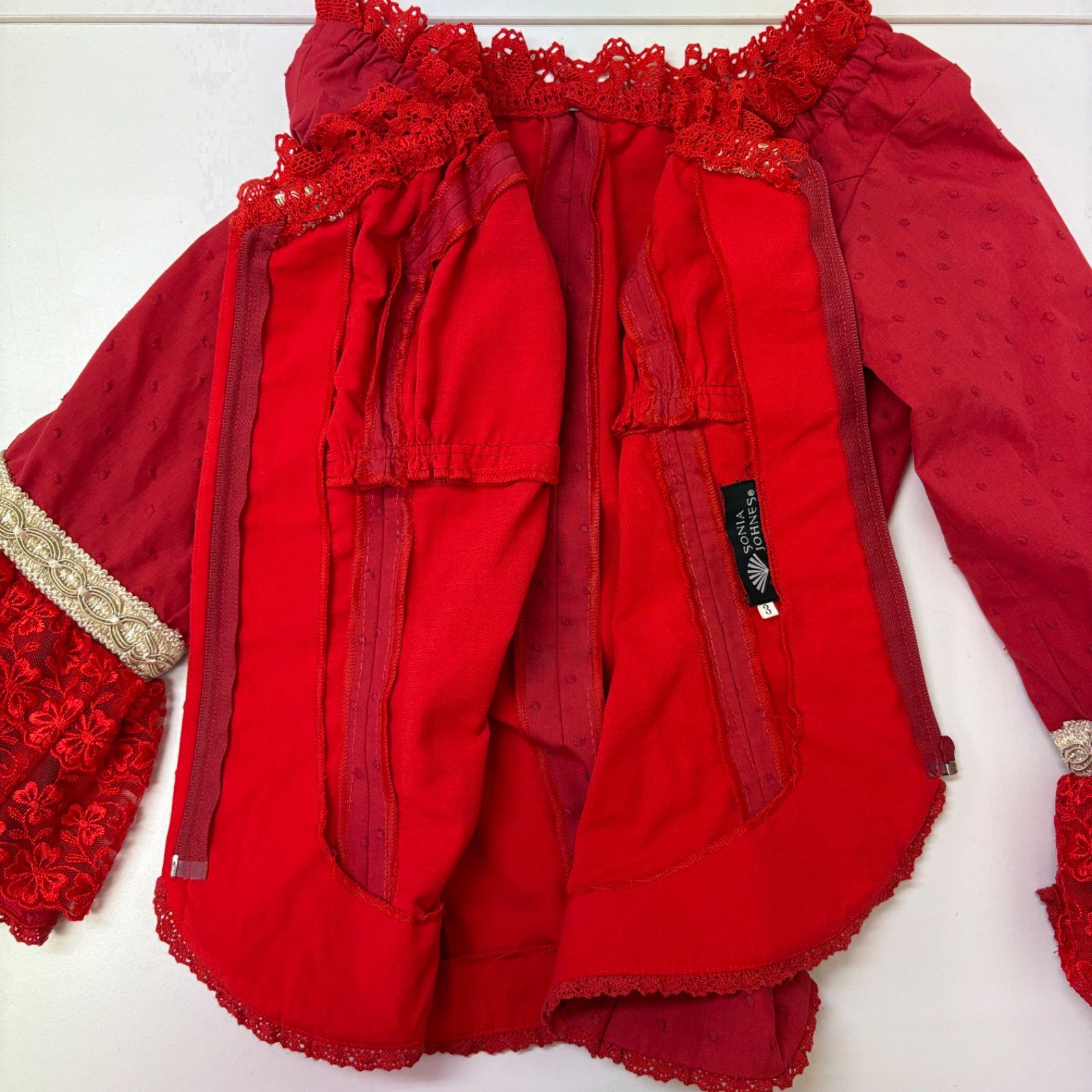 フラメンコ用 ソニアジョーンズ 赤フリルトップス SONIA JOHNES フリル