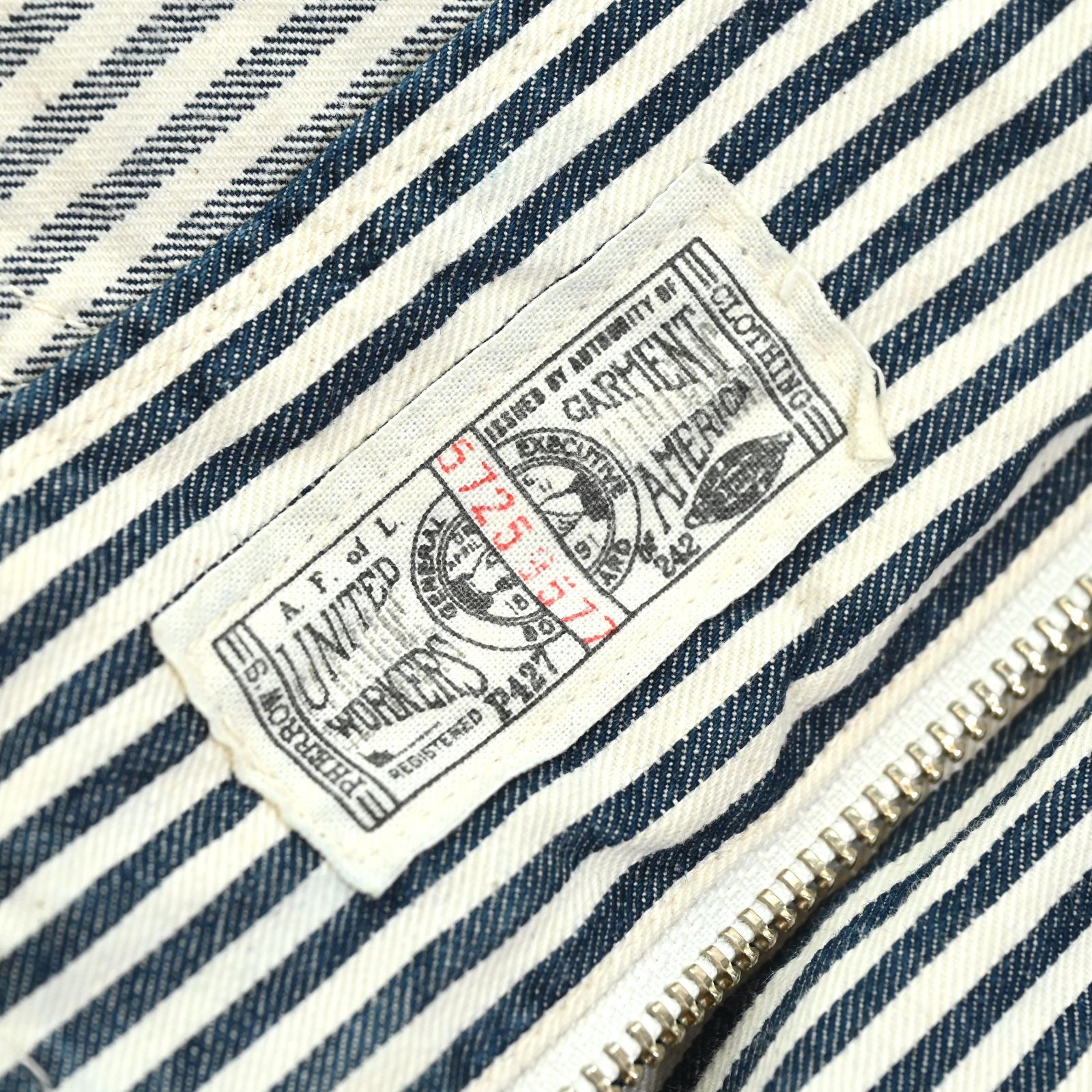 フェローズ Pherrow's ワークジャケット ヒッコリー ストライプ 刺繍