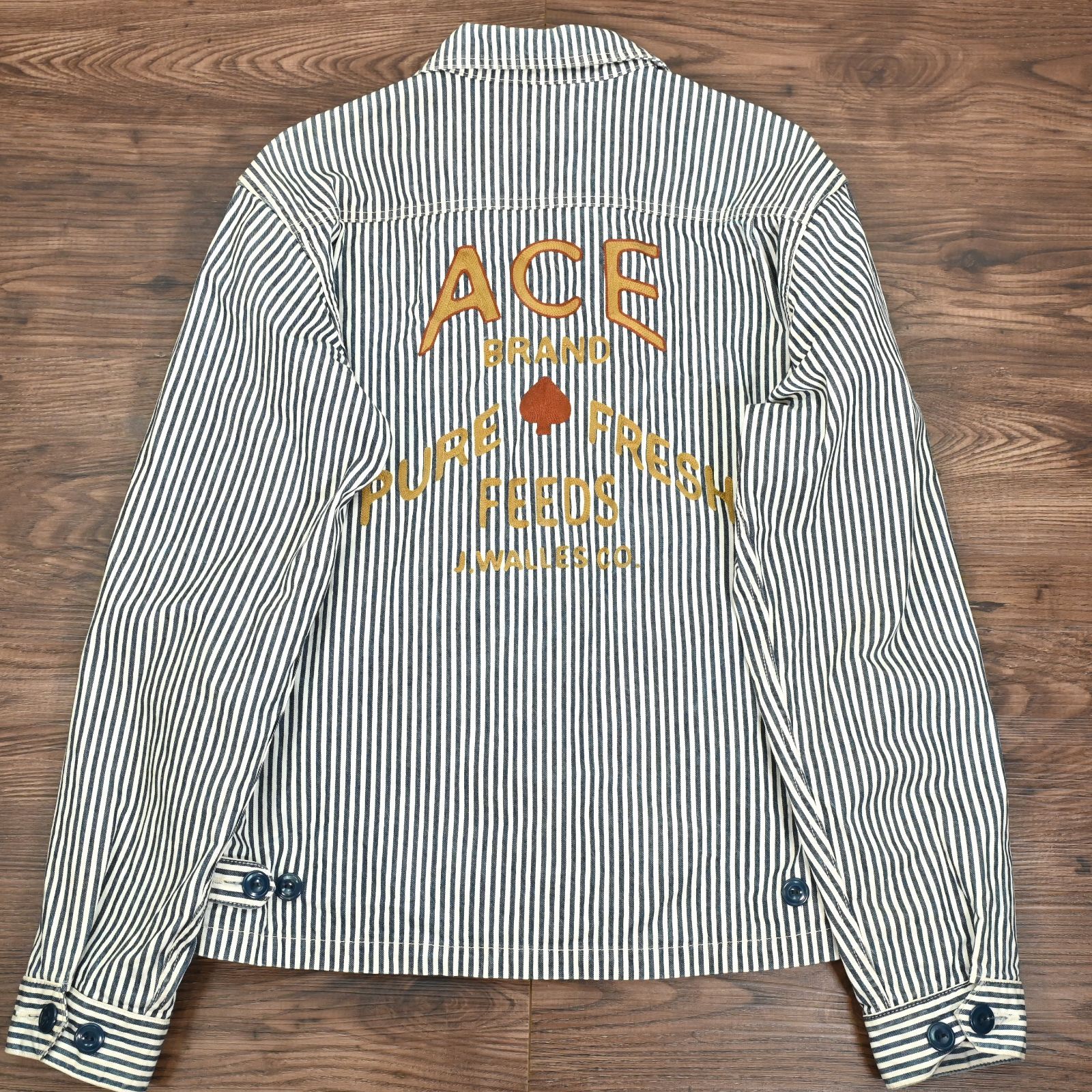 フェローズ Pherrow's ワークジャケット ヒッコリー ストライプ 刺繍