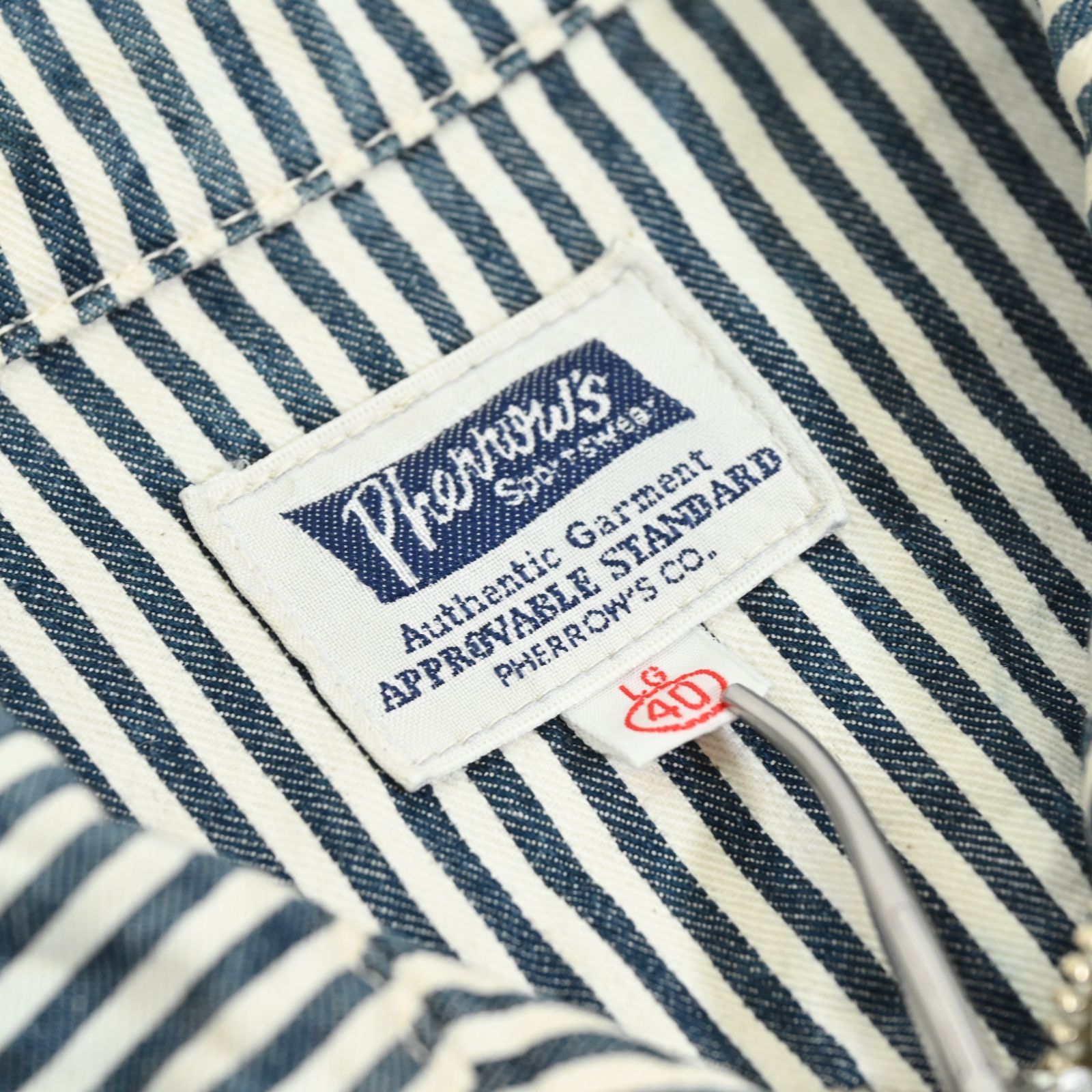 フェローズ Pherrow's ワークジャケット ヒッコリー ストライプ 刺繍