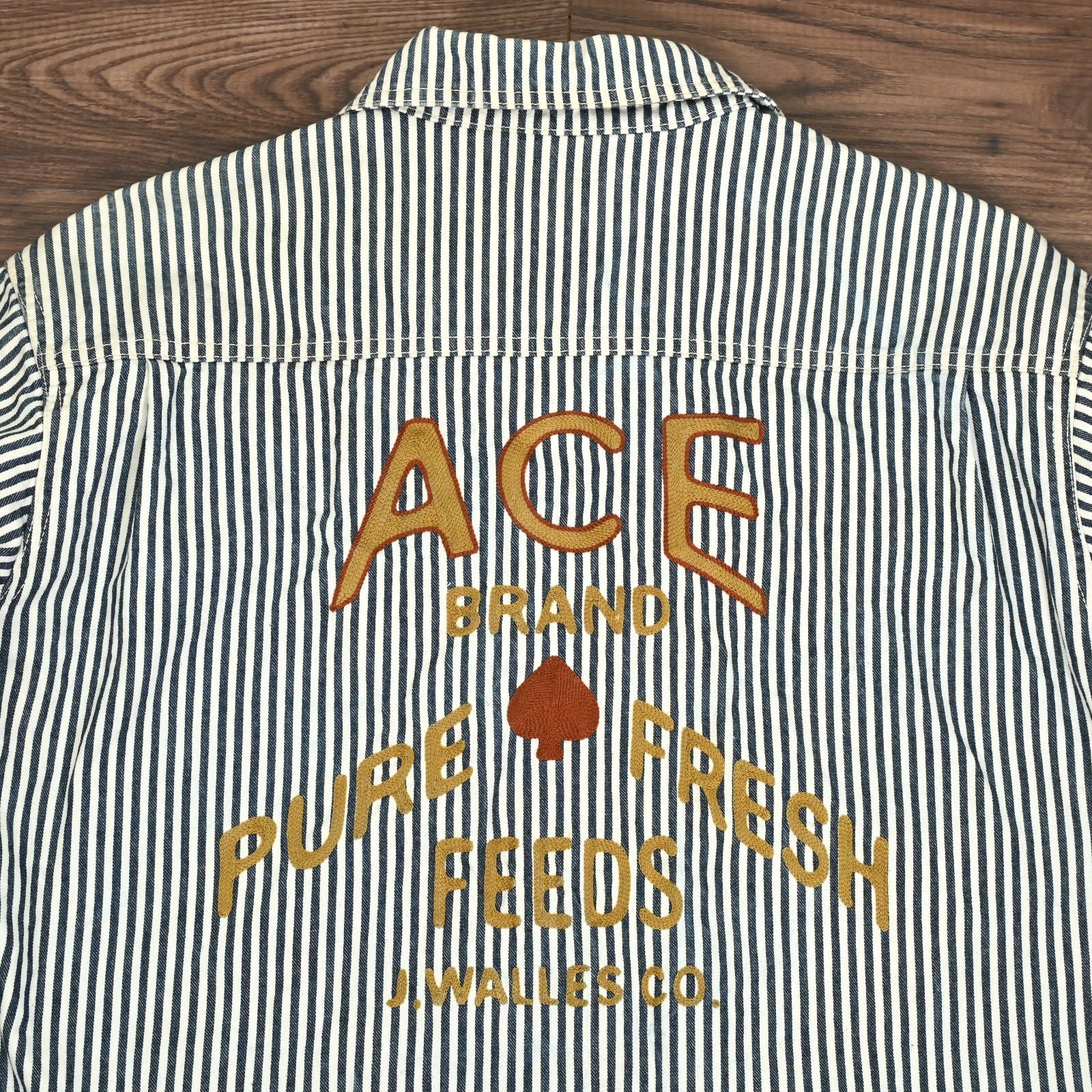 フェローズ Pherrow's ワークジャケット ヒッコリー ストライプ 刺繍