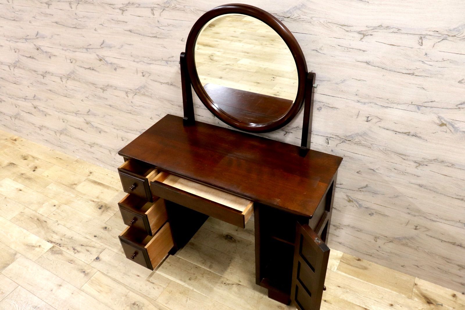 GMIS470A○松本民芸家具 一面鏡ドレッサー 鏡台 化粧台 和家具