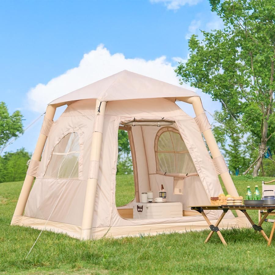 2807 エア テント 1~3人用 ベージュ 幅215×奥行215×高さ185cm