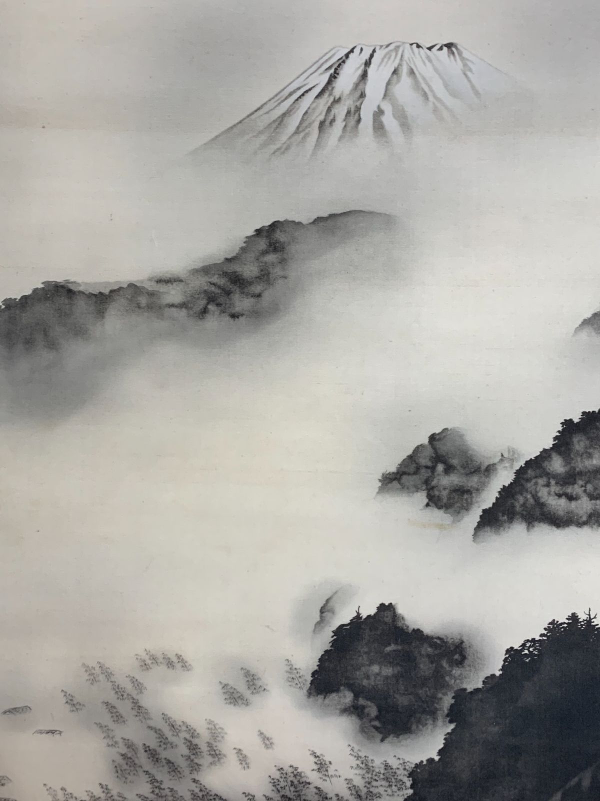 掛け軸】281 横山大観「雨霽る」明治-昭和時代の日本画家 茨城の人