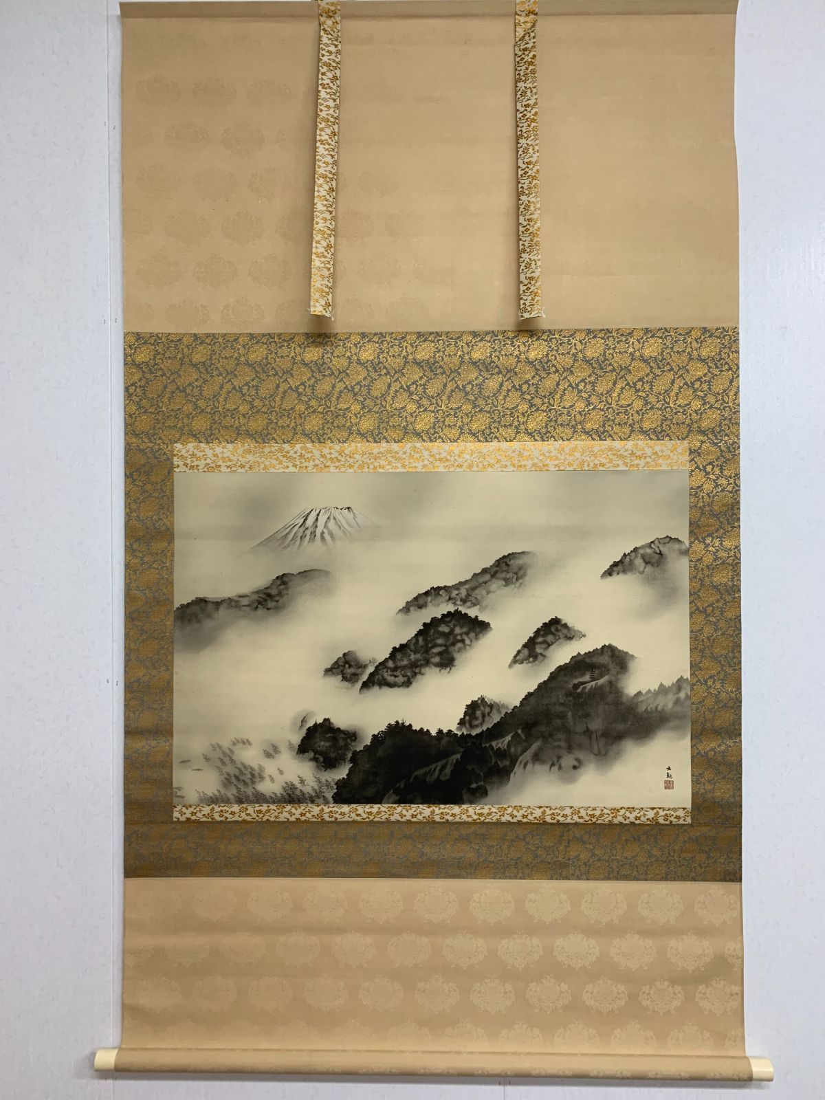 掛け軸】281 横山大観「雨霽る」明治-昭和時代の日本画家 茨城の人