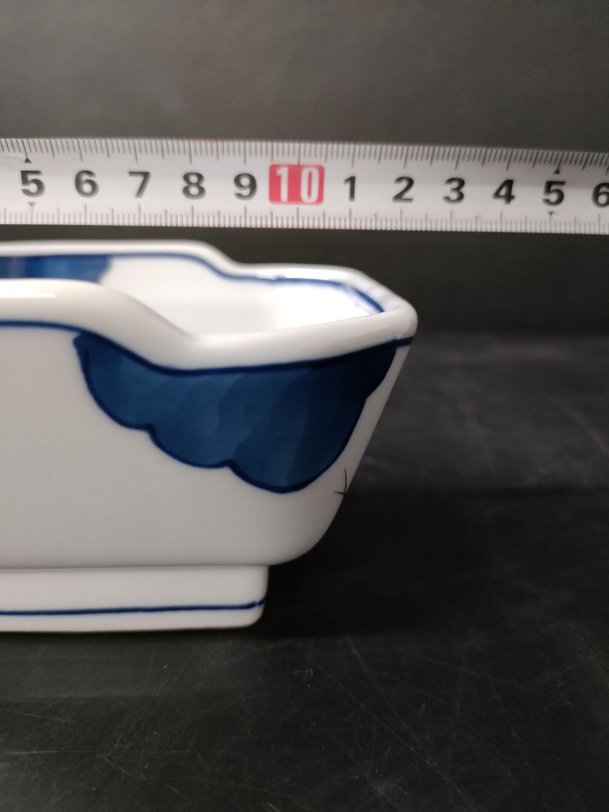 F8-03/有田焼/遊天 銘/染付金銀彩花草文向付 4客/骨董/小鉢/小皿/向付