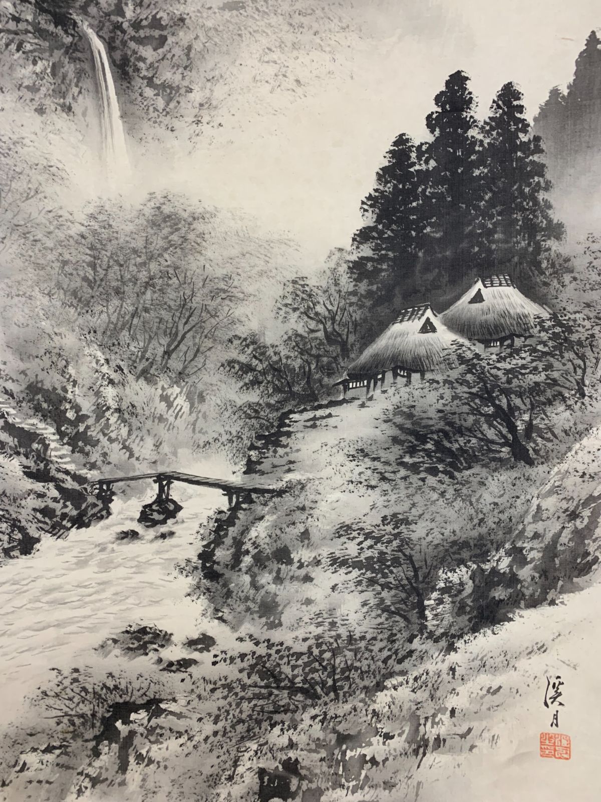 掛け軸】285 小林渓月「水墨山水」#茶掛 #掛軸 #古美術 #骨董 #お