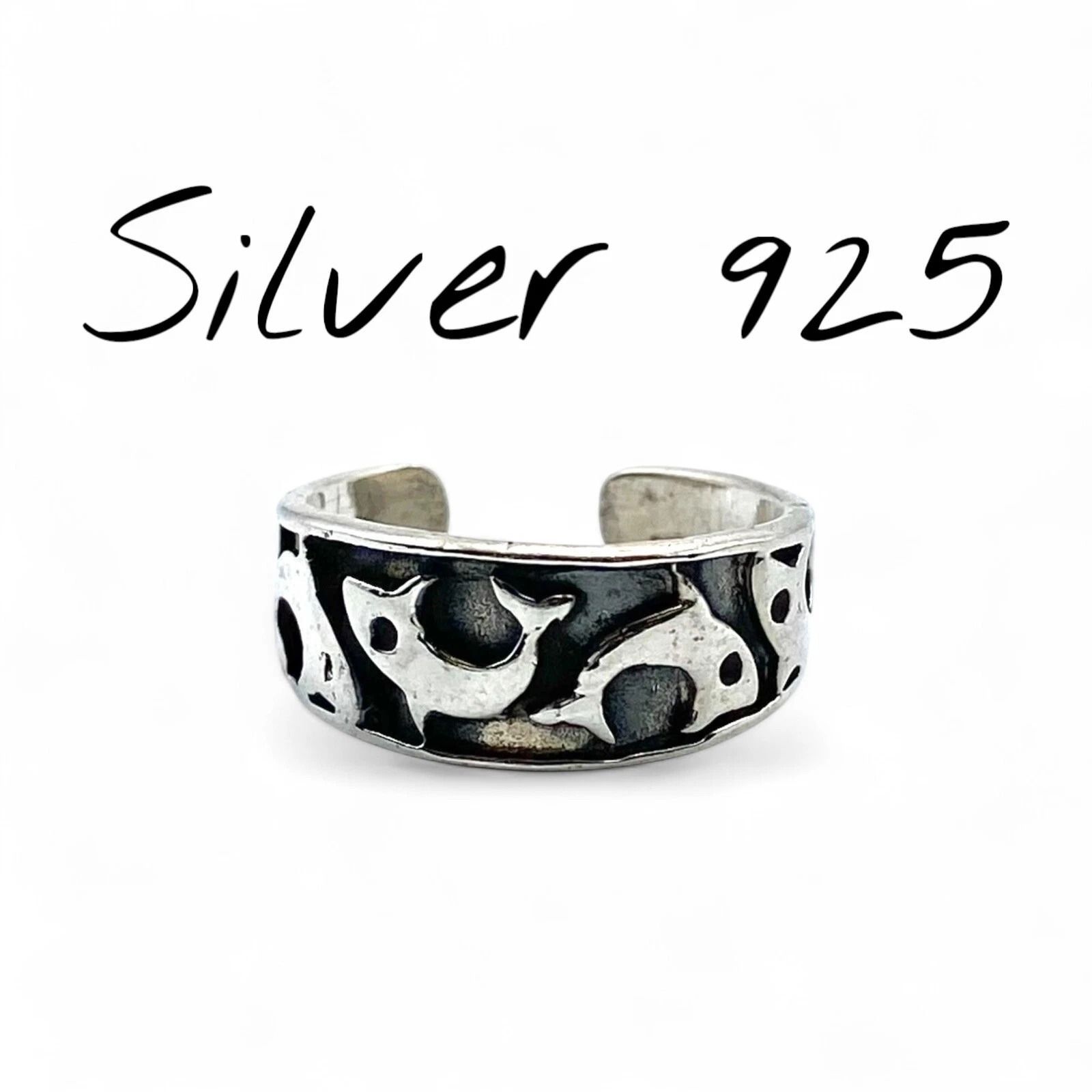 イルカの群れ】ドルフィン Silver 925 刻印 90s Vintage Design Ring 