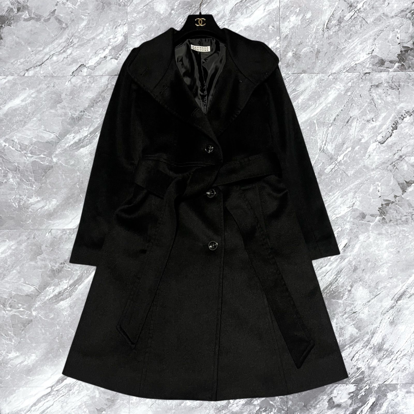 超美品 バーニーズニューヨーク ウール カシミヤ混 コート ビジネスコート 黒 未使用級 超美品 バーニーズニューヨーク チェスターコート ビジネス