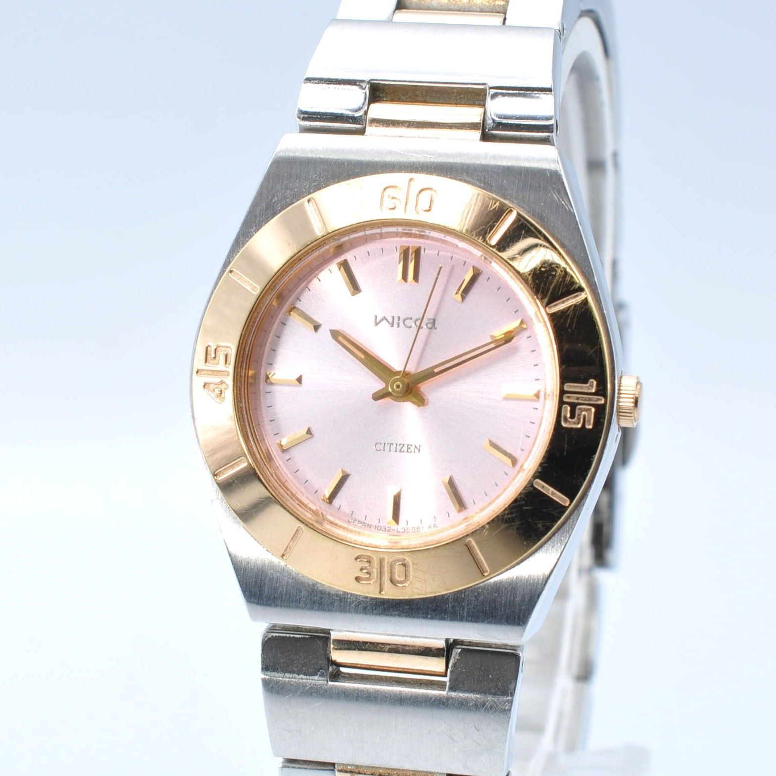 CITIZEN シチズン wicca ウィッカ 1032-L20776 Quartz クォーツ Watch 腕時計 Ladies レディース ピンクゴールド ピンク文字盤 コンビカラー 稼働品 新品バッテリー