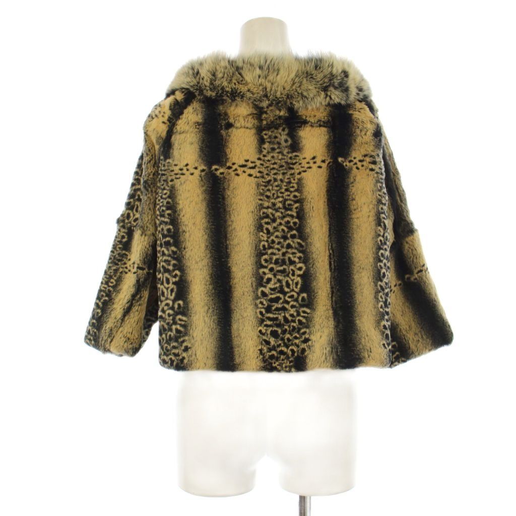 ノーブランド ファージャケット ラビットファー 毛皮 上着 ウール 9 黒