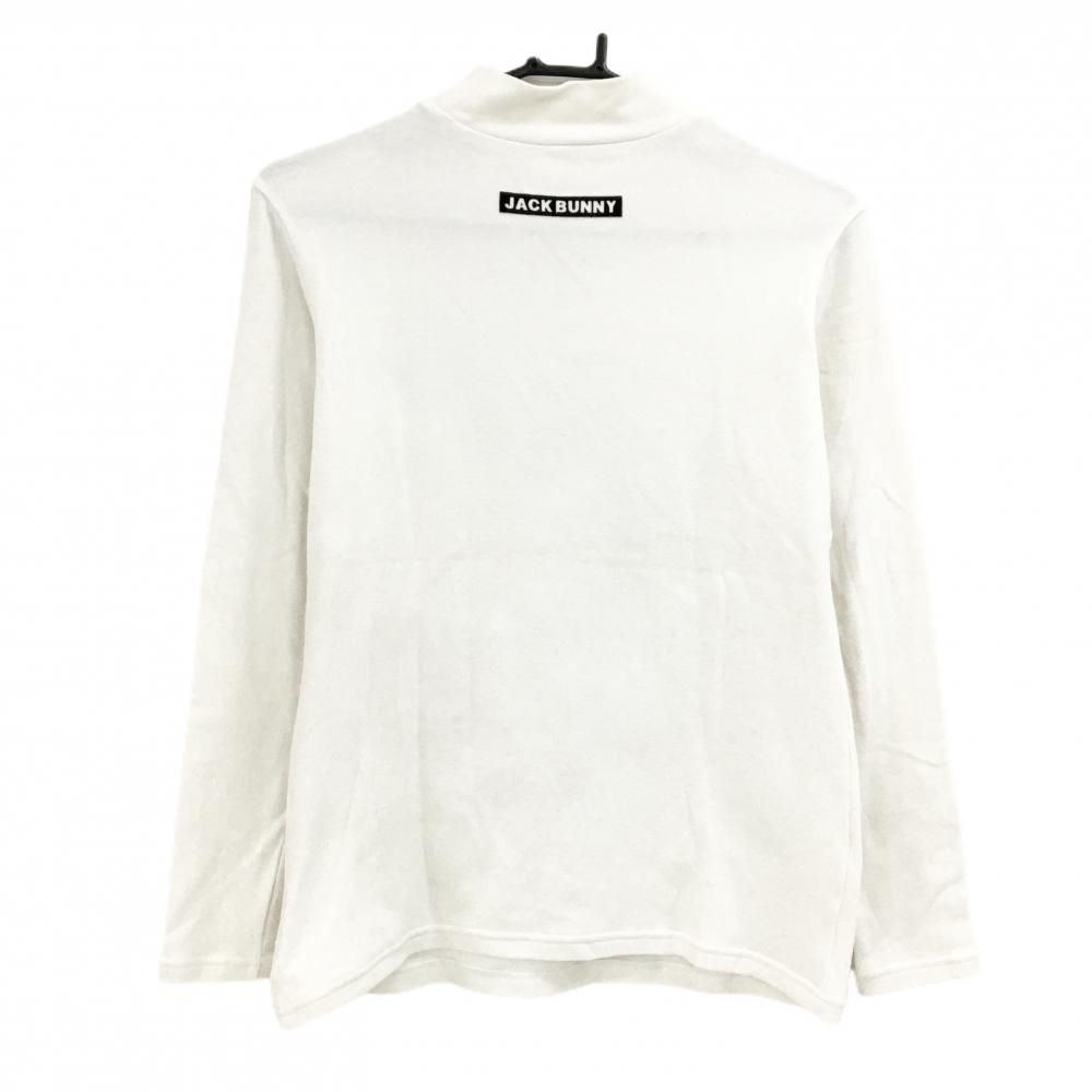 ジャックバニー 長袖ハイネックシャツ 白 ロゴ黒 表微起毛 レディース