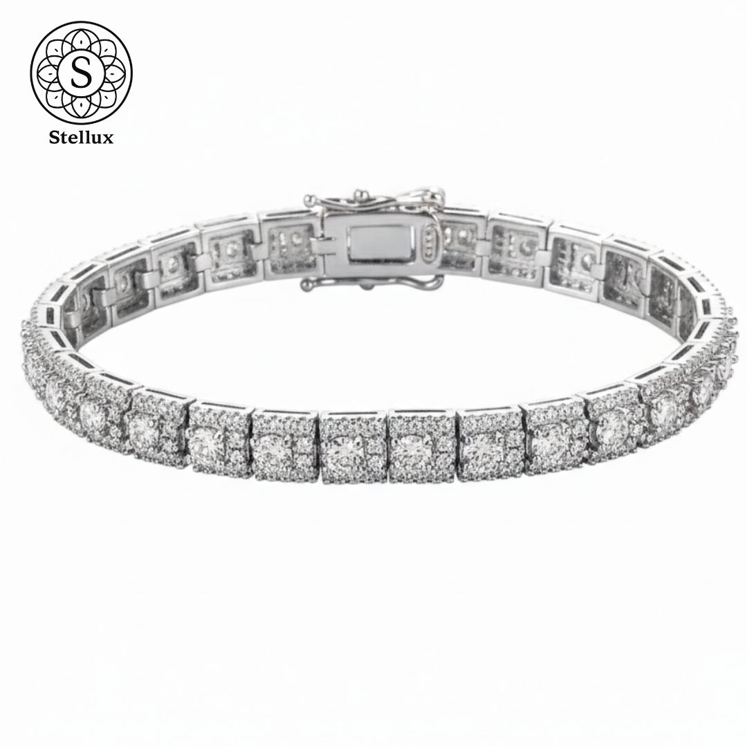 最高級モデル】VVSモアサナイト×S925 三層テニスチェーンブレスレット