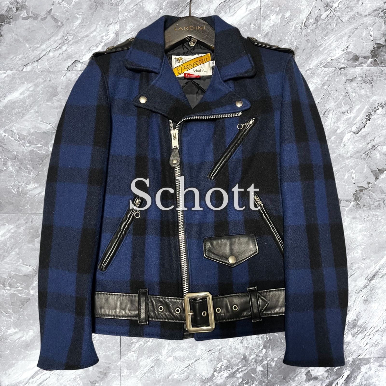 Schott チェック ウール ダブルライダース ジャケット Schott ショット ダブルライダースジャケット チェック ウール