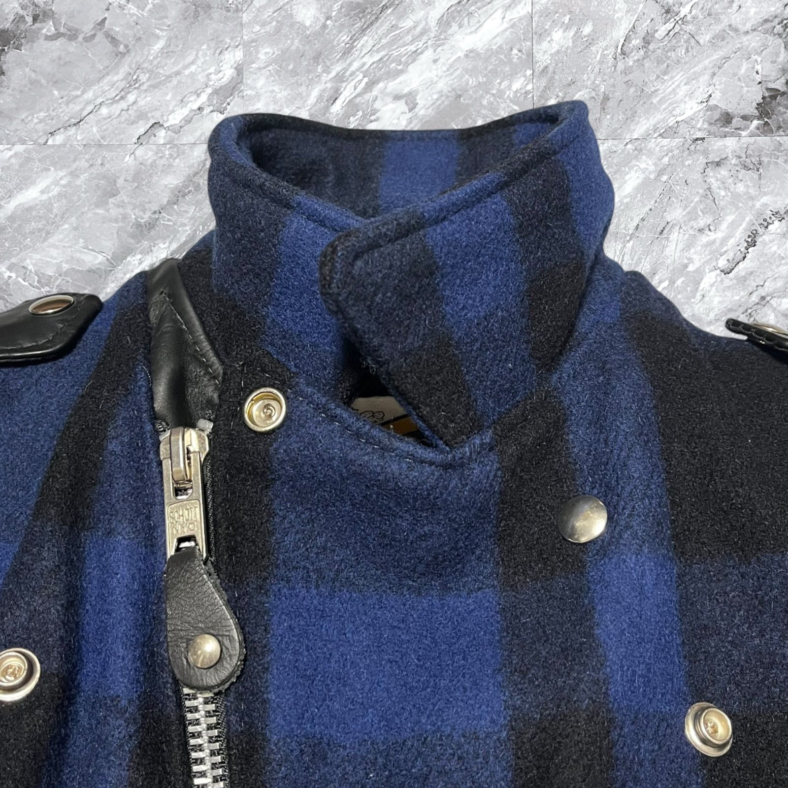 Schott チェック ウール ダブルライダース ジャケット Schott ショット ダブルライダースジャケット チェック ウール