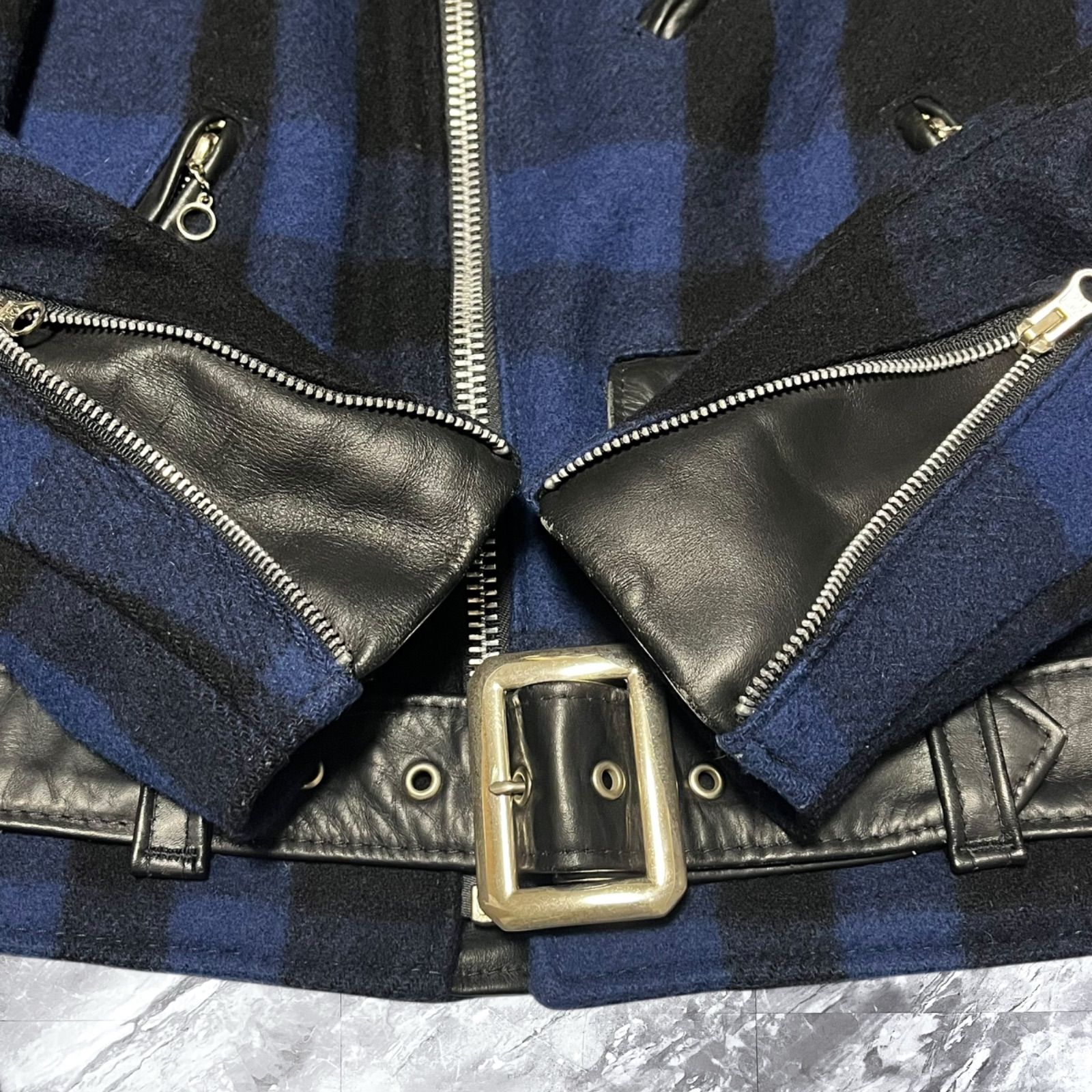 Schott ショット ダブルライダースジャケット チェック ウール