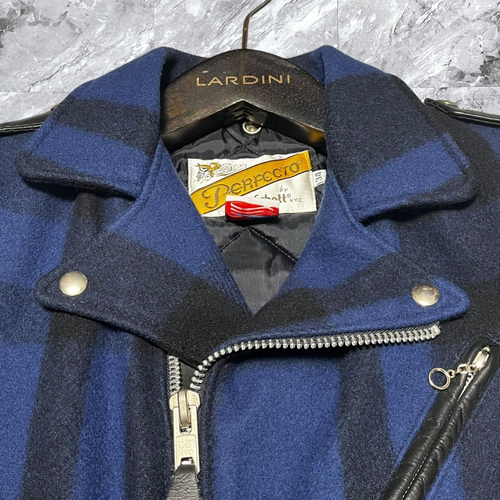 Schott ショット ダブルライダースジャケット チェック ウール