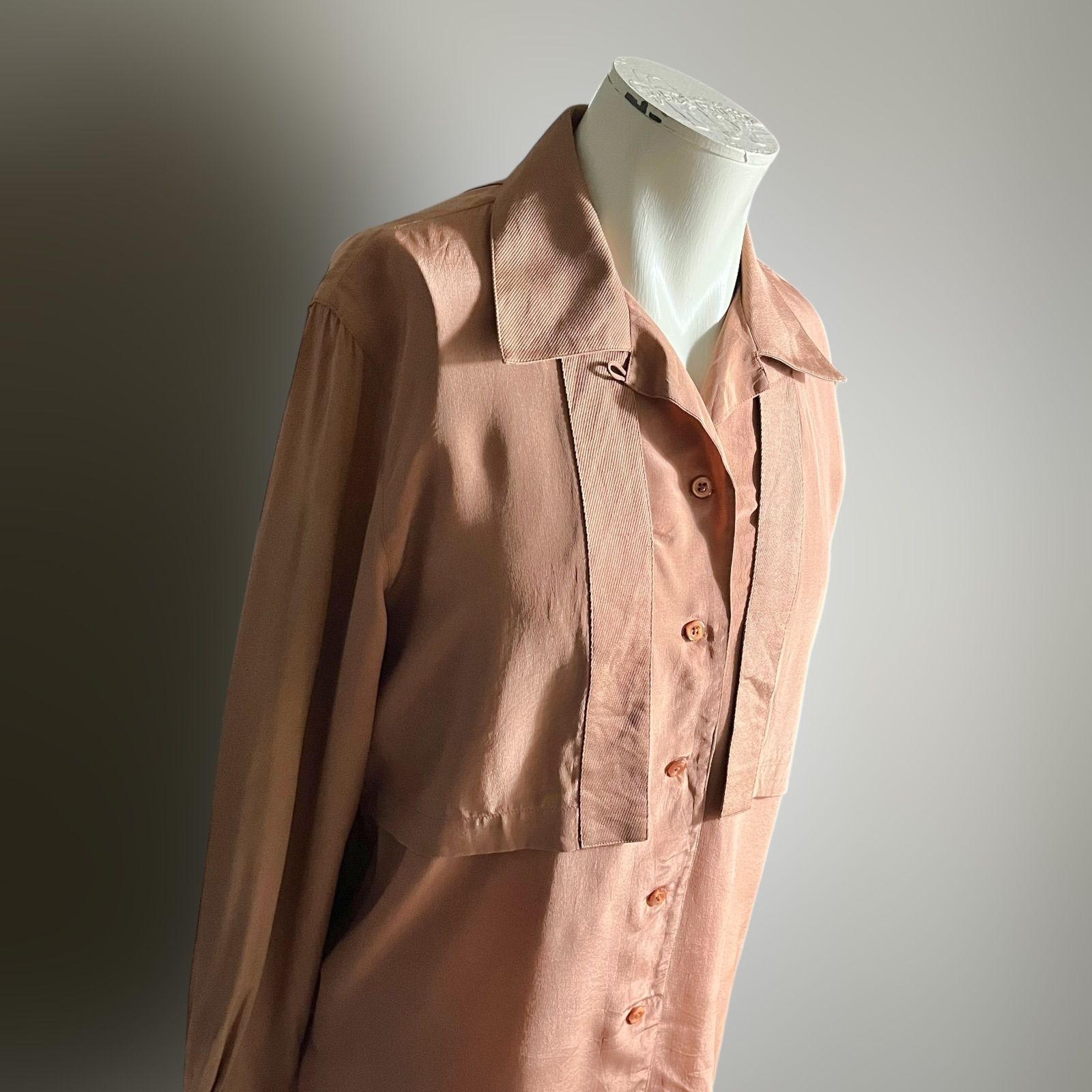 ヨーロッパ 90s 変形 シルクシャツ ヴィンテージ オープンカラー 開襟