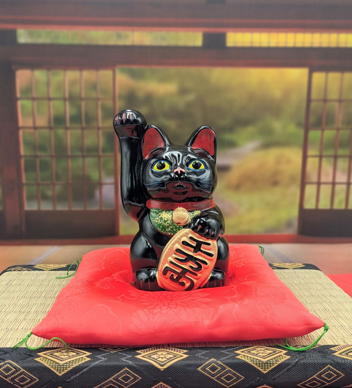 縁起物 招き猫 千万両 手長 黒猫 右手上げ 13cm 瀬戸焼 貯金箱 - メルカリ