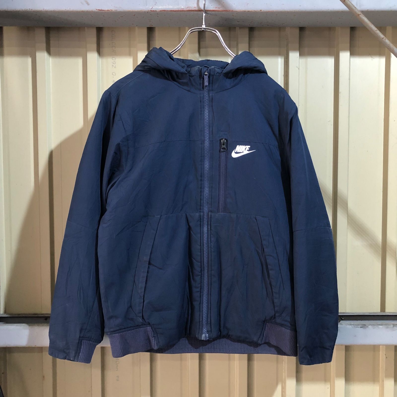 1589 NIKE ジップアップパーカーナイロンジャケット ネイビー L ナイキ