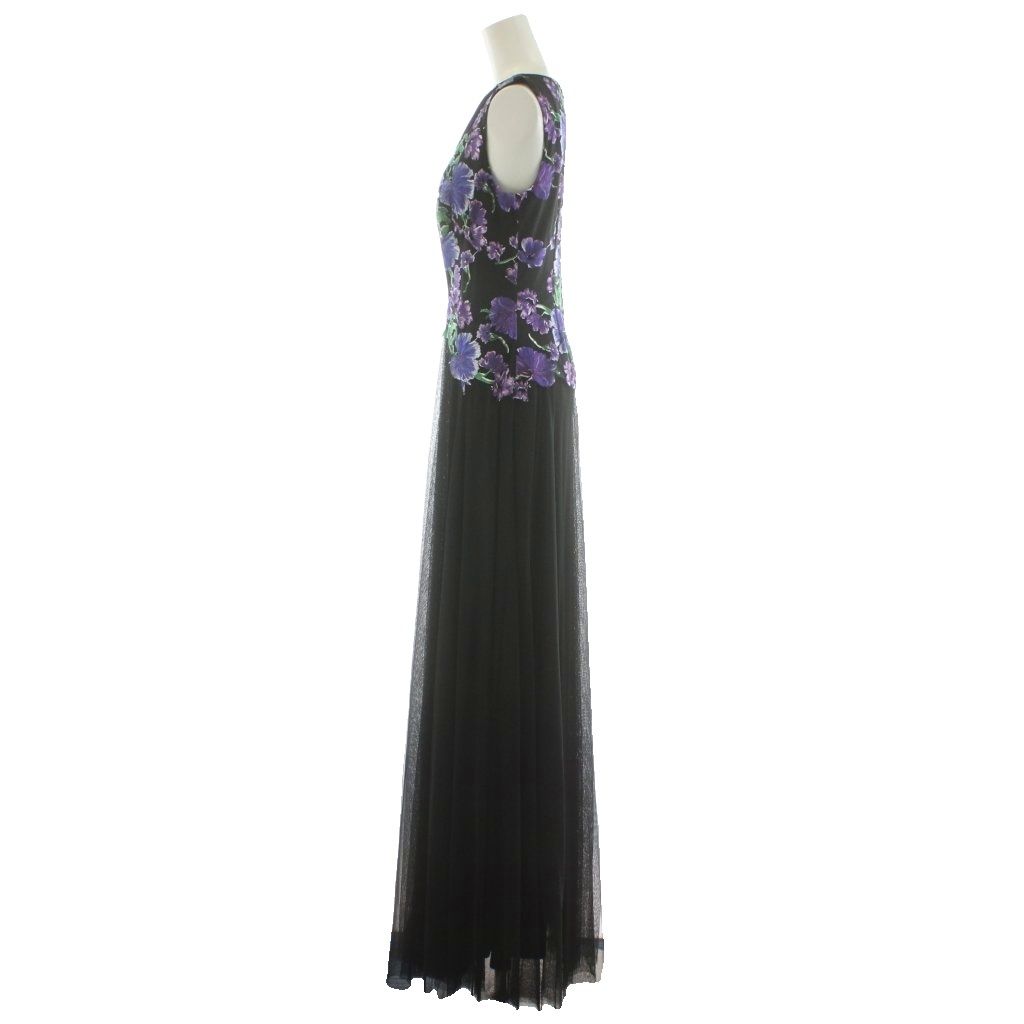 花柄刺繍ノースリーブ黒ドレス　タダシショージ タダシショージ TADASHI SHOJI ワンピース マキシ ロング ノースリーブ