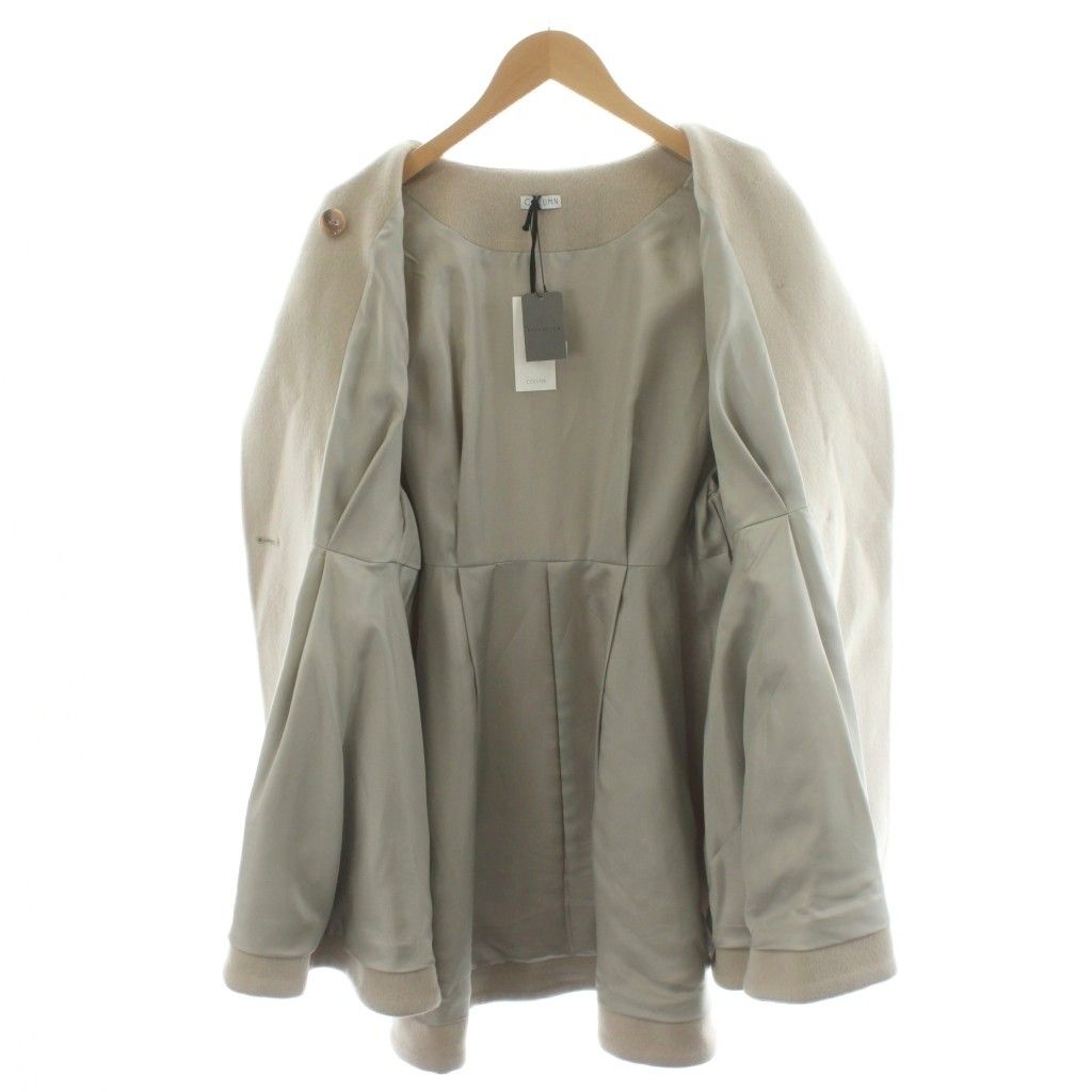 コラム COLUMN ウエストタックショートコート ノーカラーコート ウール  