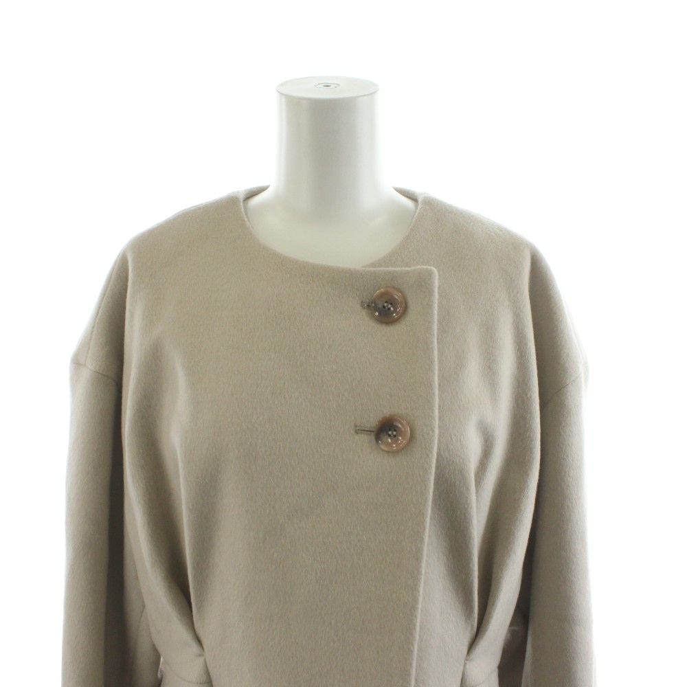 コラム COLUMN ウエストタックショートコート ノーカラーコート ウール  