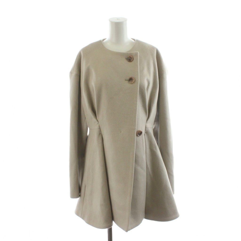 コラム COLUMN ウエストタックショートコート ノーカラーコート ウール  