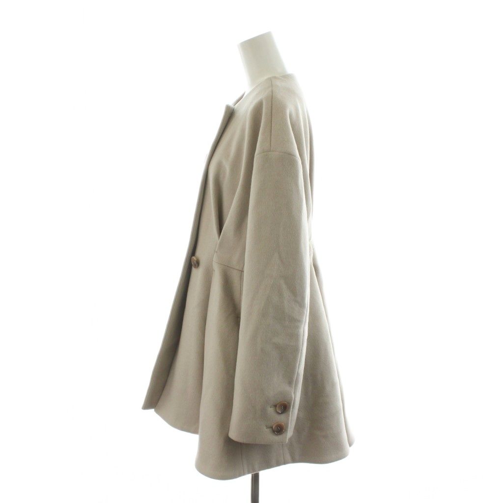 コラム COLUMN ウエストタックショートコート ノーカラーコート ウール  