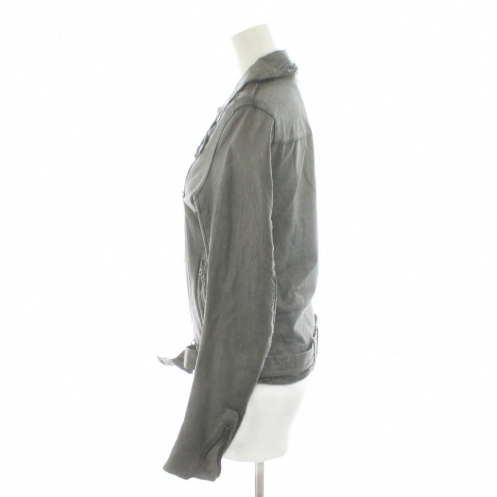 シシ sisii ライダースジャケット ダブル 牛革 S グレー /AN39 - メルカリ