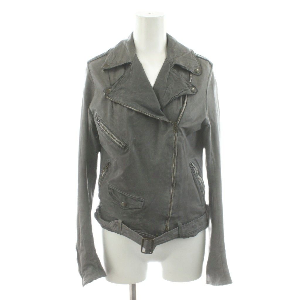 シシ sisii ライダースジャケット ダブル 牛革 S グレー /AN39 - メルカリ