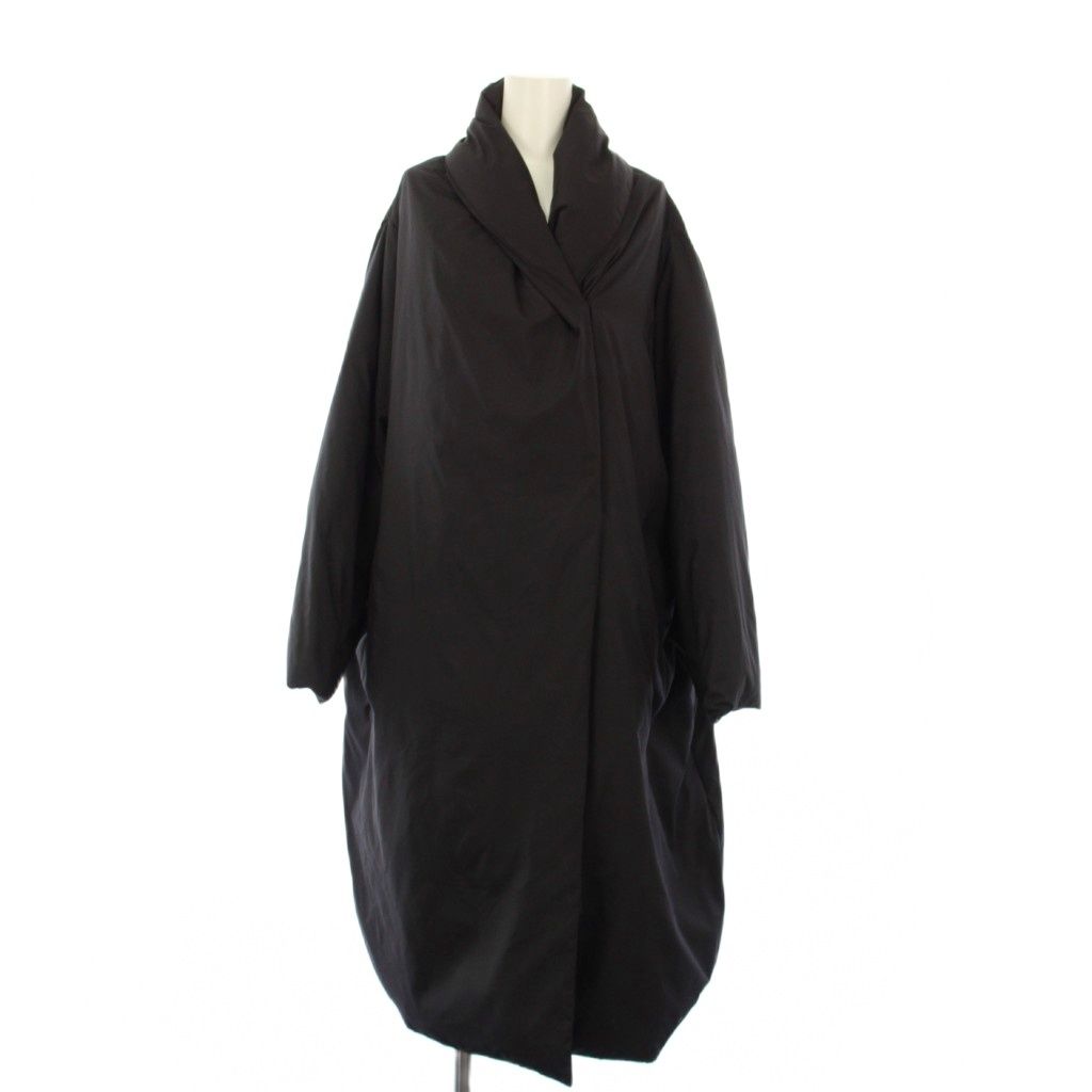 ミズイロインド mizuiro ind ダウンコート ビッグカラー ロング 黒 /KH