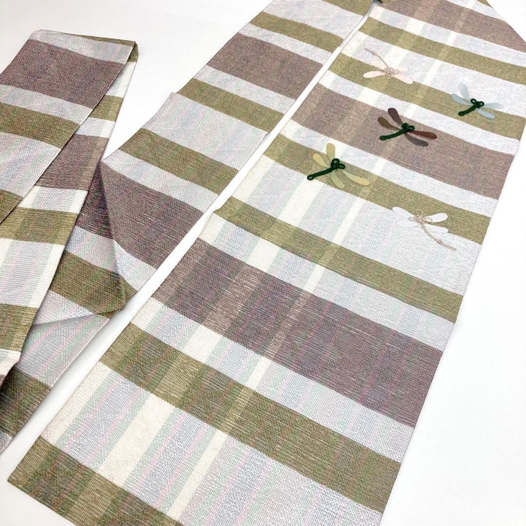 着物と帯 時流】N25858◇正絹 九寸名古屋帯◇刺衲 とんぼ 未使用品