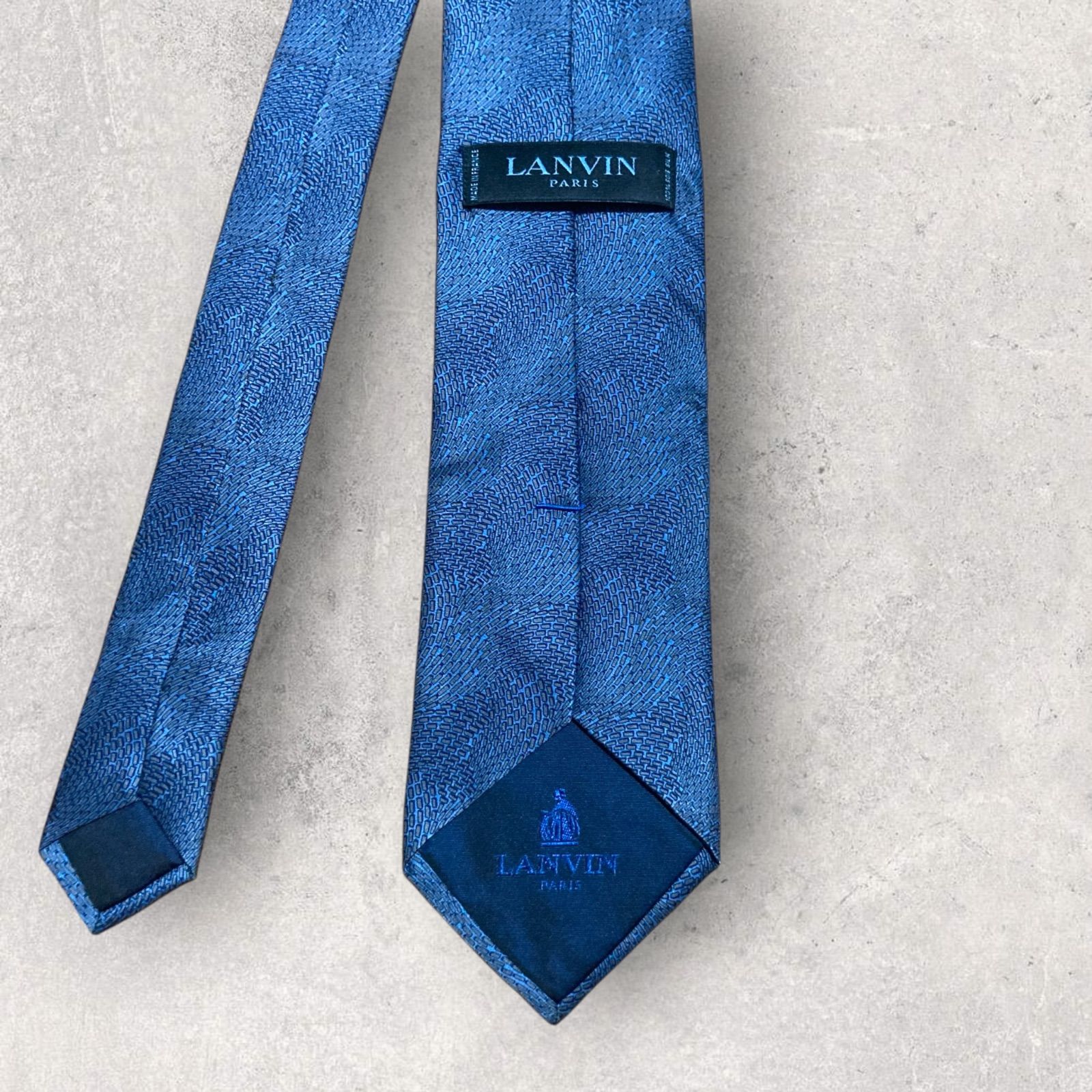 LANVIN ランバン シンプル ソリッド ネクタイ ブルー - メルカリ