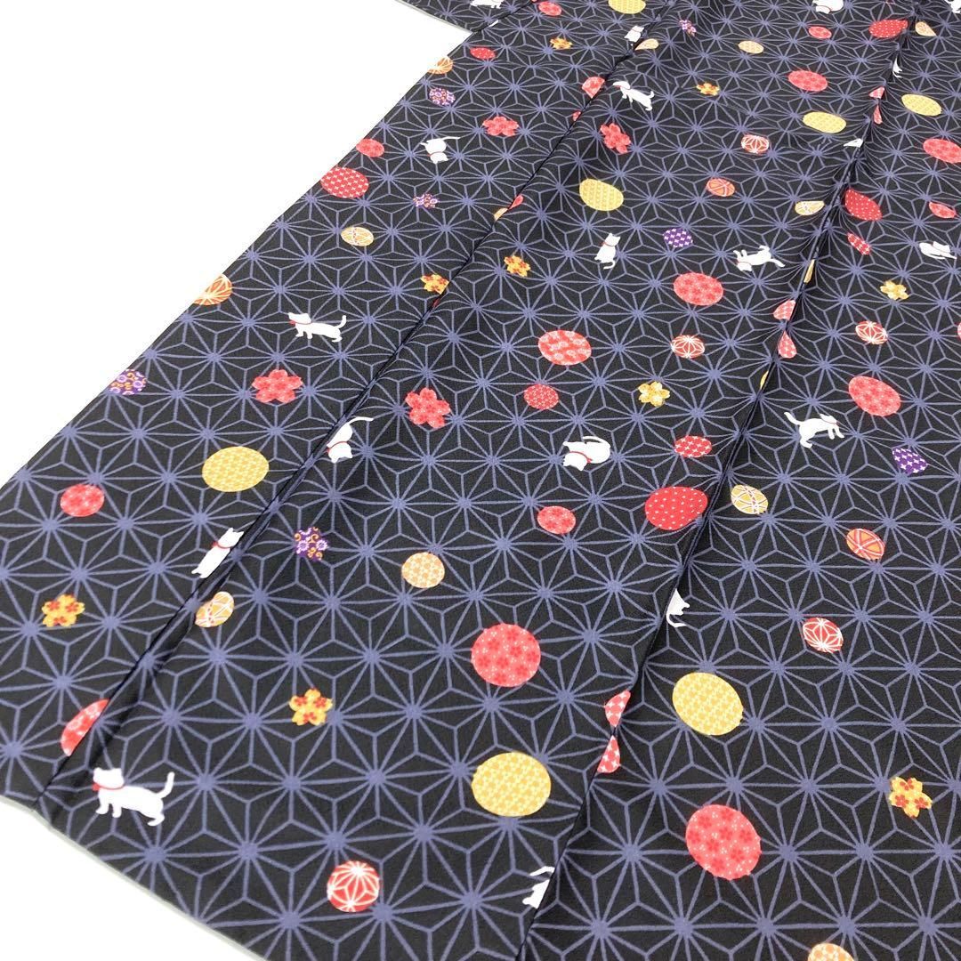 着物と帯 時流】ポ24842◇洗える着物 小紋◇人気 猫 裄ロング 美品