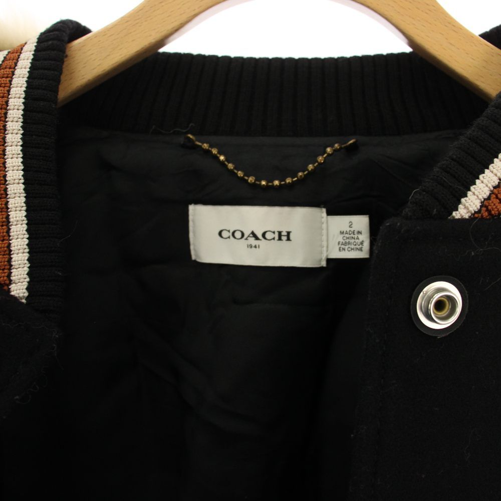 コーチ COACH スタジャン ジャケット ブルゾン ファー レザー ウール 2  