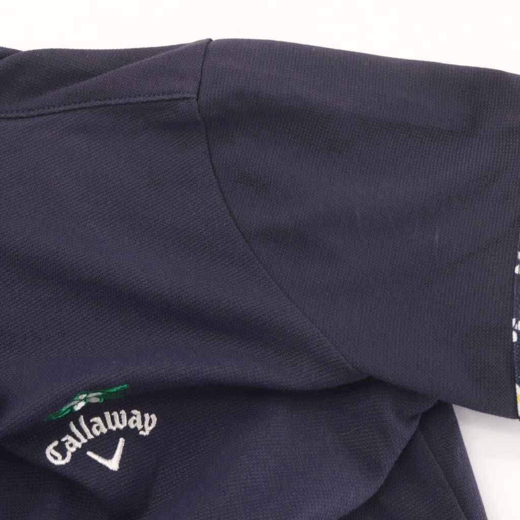 キャロウェイ CALLAWAY ワンピース S 紺 ネイビー 花柄 半袖 ポロ襟