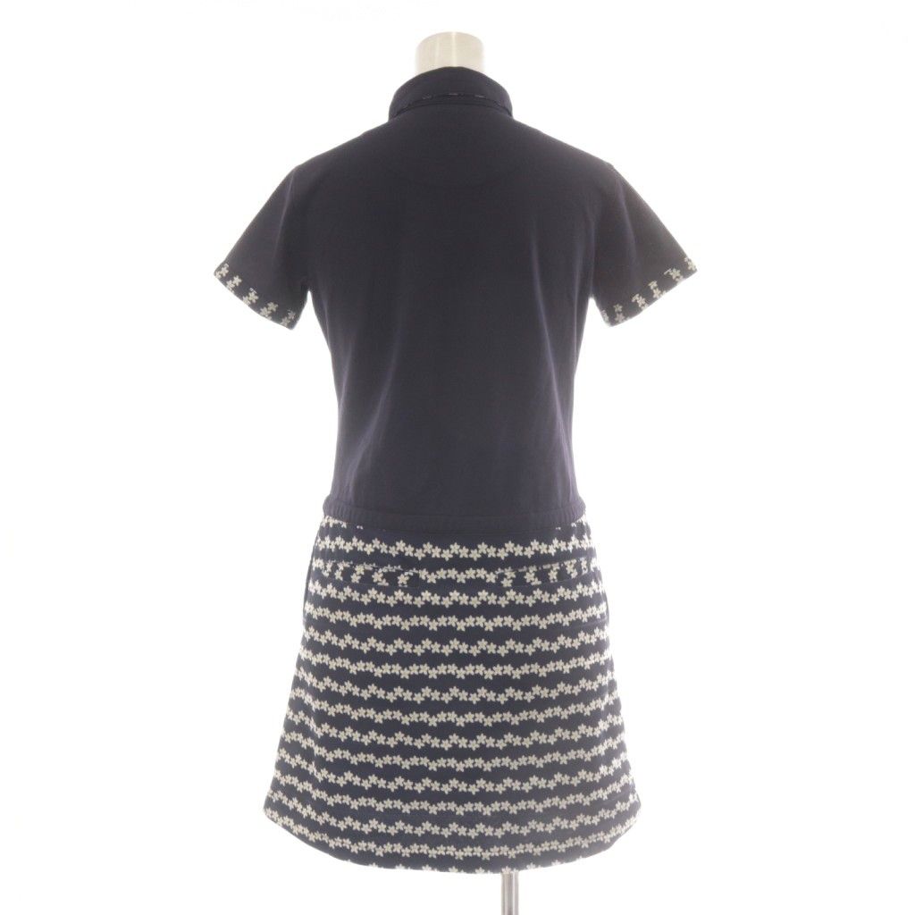 キャロウェイ CALLAWAY ワンピース S 紺 ネイビー 花柄 半袖 ポロ襟