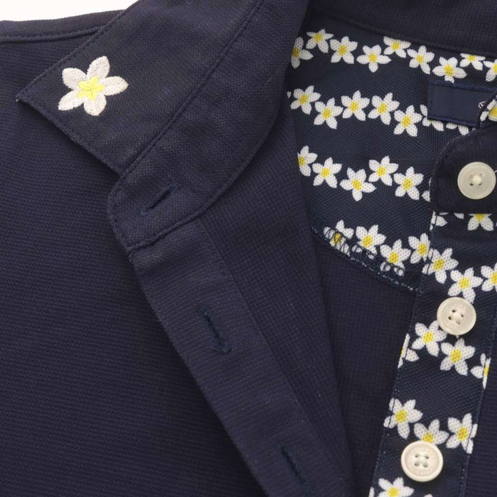 キャロウェイ CALLAWAY ワンピース S 紺 ネイビー 花柄 半袖 ポロ襟