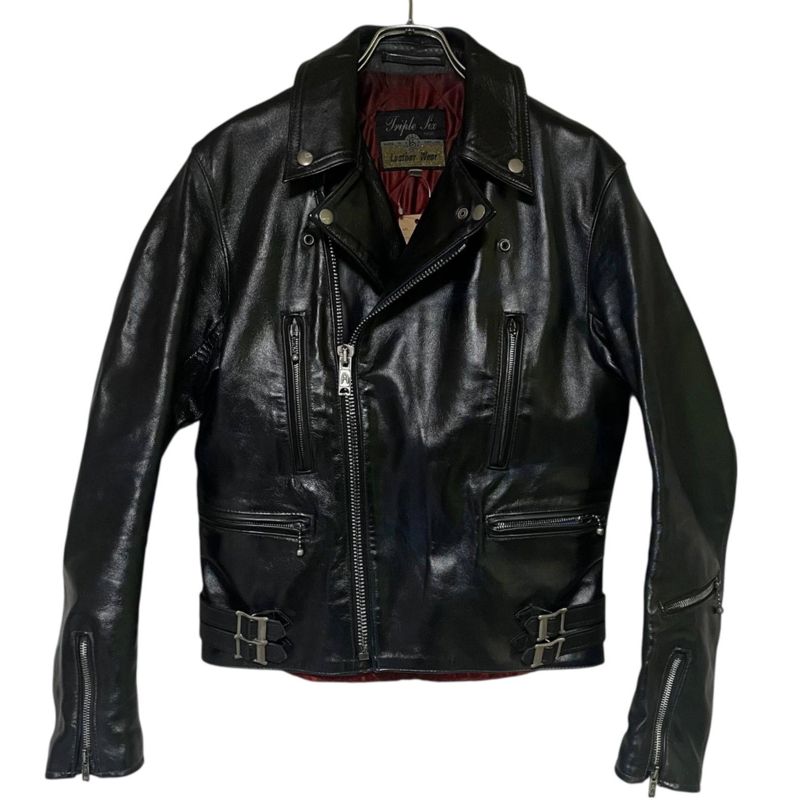 666 Triple Six Double Leather Riders 黒 38 黒金タグ トリプル