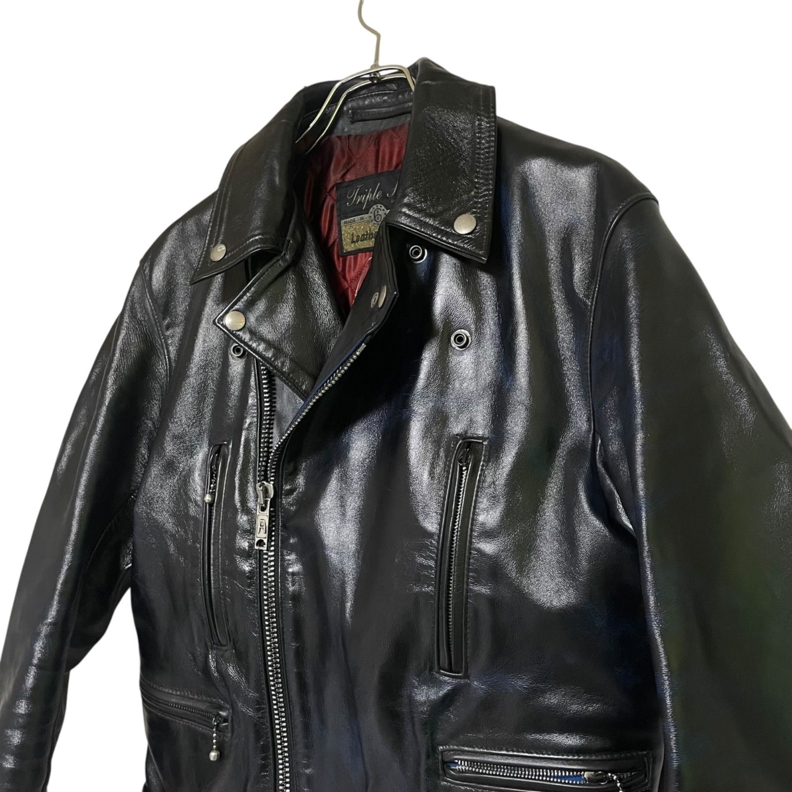 666 Triple Six Double Leather Riders 黒 36 黒金タグ トリプル