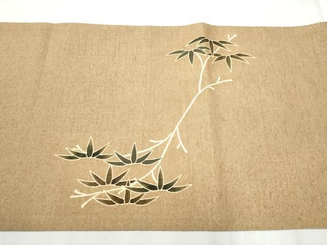平和屋着物●結城紬　太鼓柄袋帯　型染め　笹竹文　証紙付き　上代120万　正絹　逸品　CABC5213hy 平和屋着物○結城紬 太鼓柄袋帯 型染め 笹竹文 証紙付き 上代120万