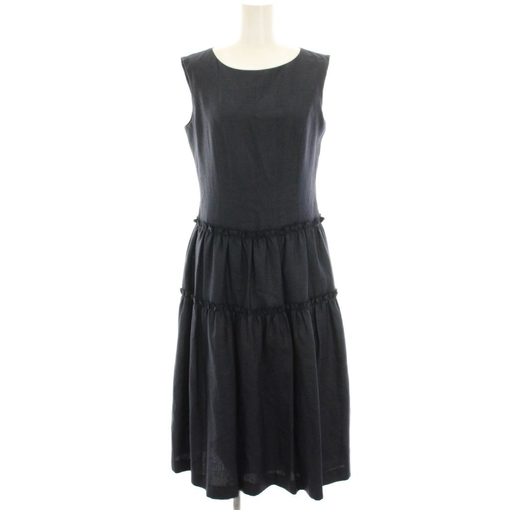 M-premier BLACK　ティアードノースリーブワンピース　36 エムプルミエ ブラック M-Premier BLACK ワンピース 36 紺 ネイビー