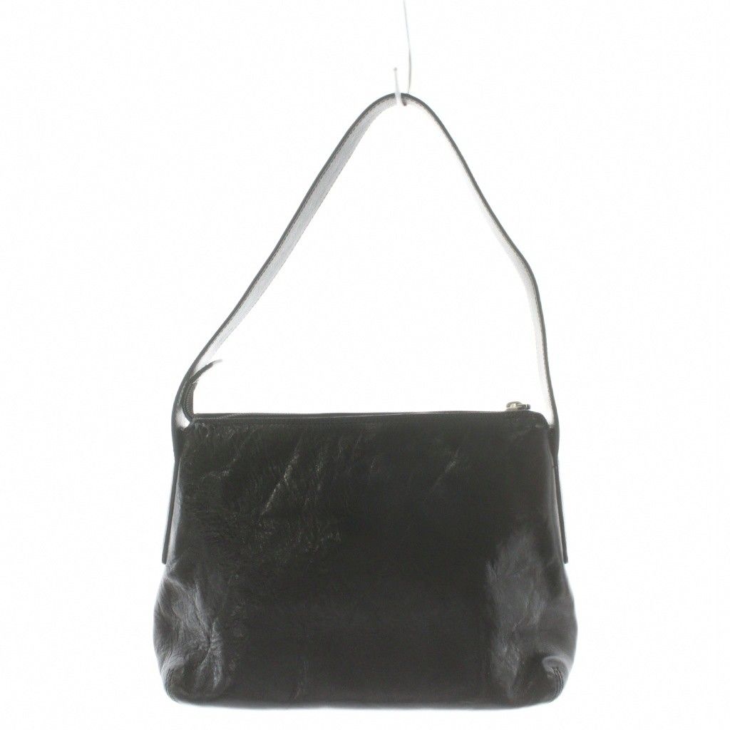 ヒロフ HIROFU ワンショルダーバッグ ハンドバッグ ロゴ レザー 黒