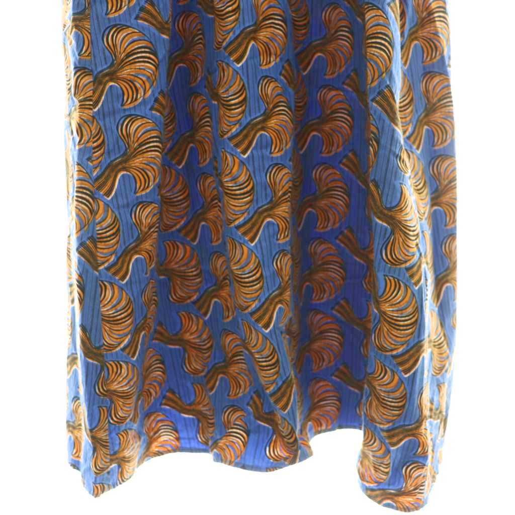 24ss✨完売✨美品✨マカフィー✨総柄アフリカンプリントワンピース ブルー マカフィー MACPHEE トゥモローランド 24SS アフリカンプリント