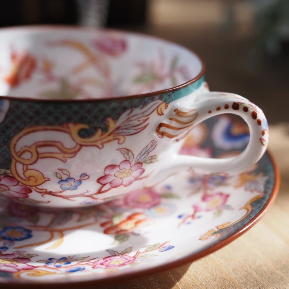 希少フランスアンティーク サルグミンヌ ミントン215 カップ＆ソーサー