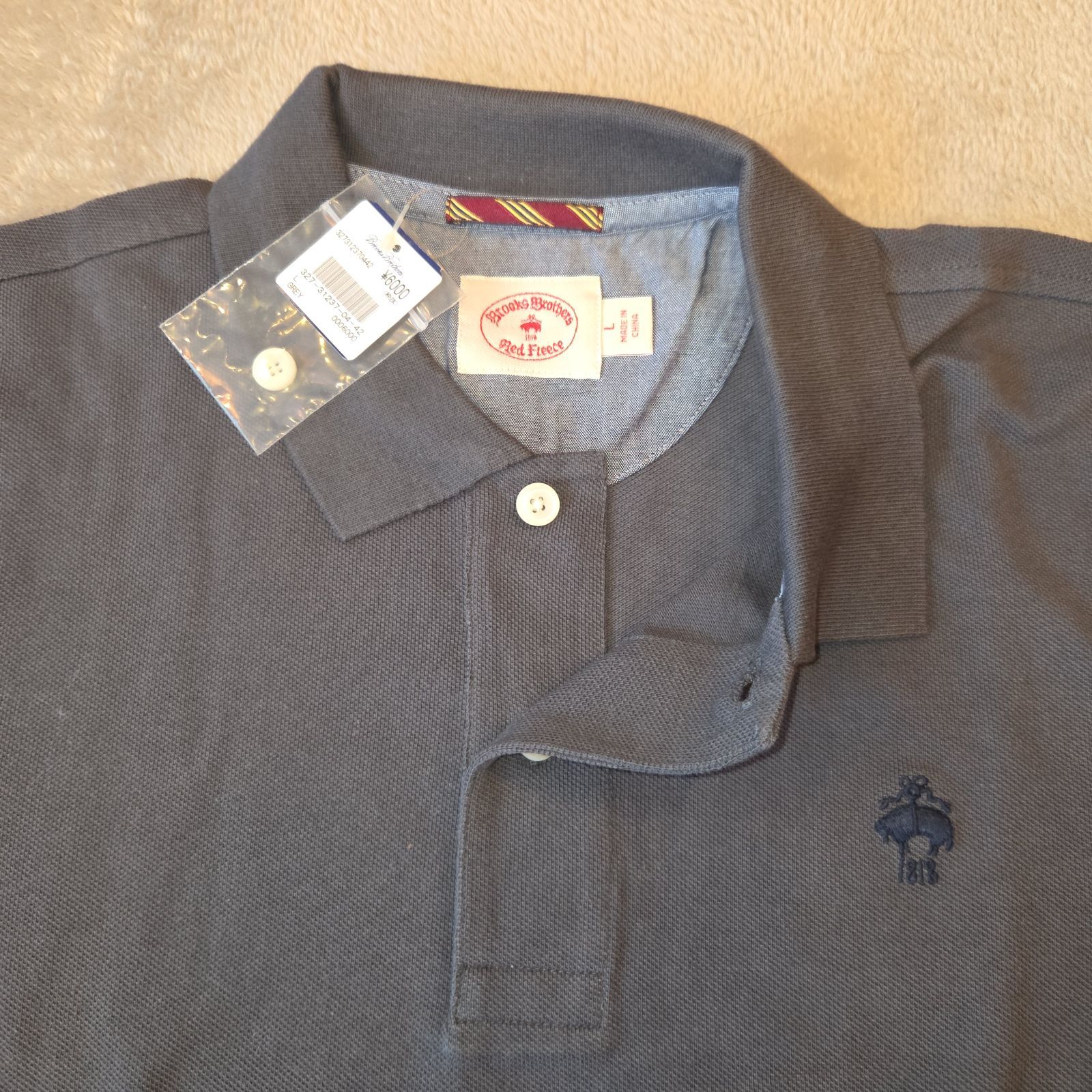 ブルックス未使用！ブラザーズ Red Fleece 半袖ポロシャツ／ L グレー