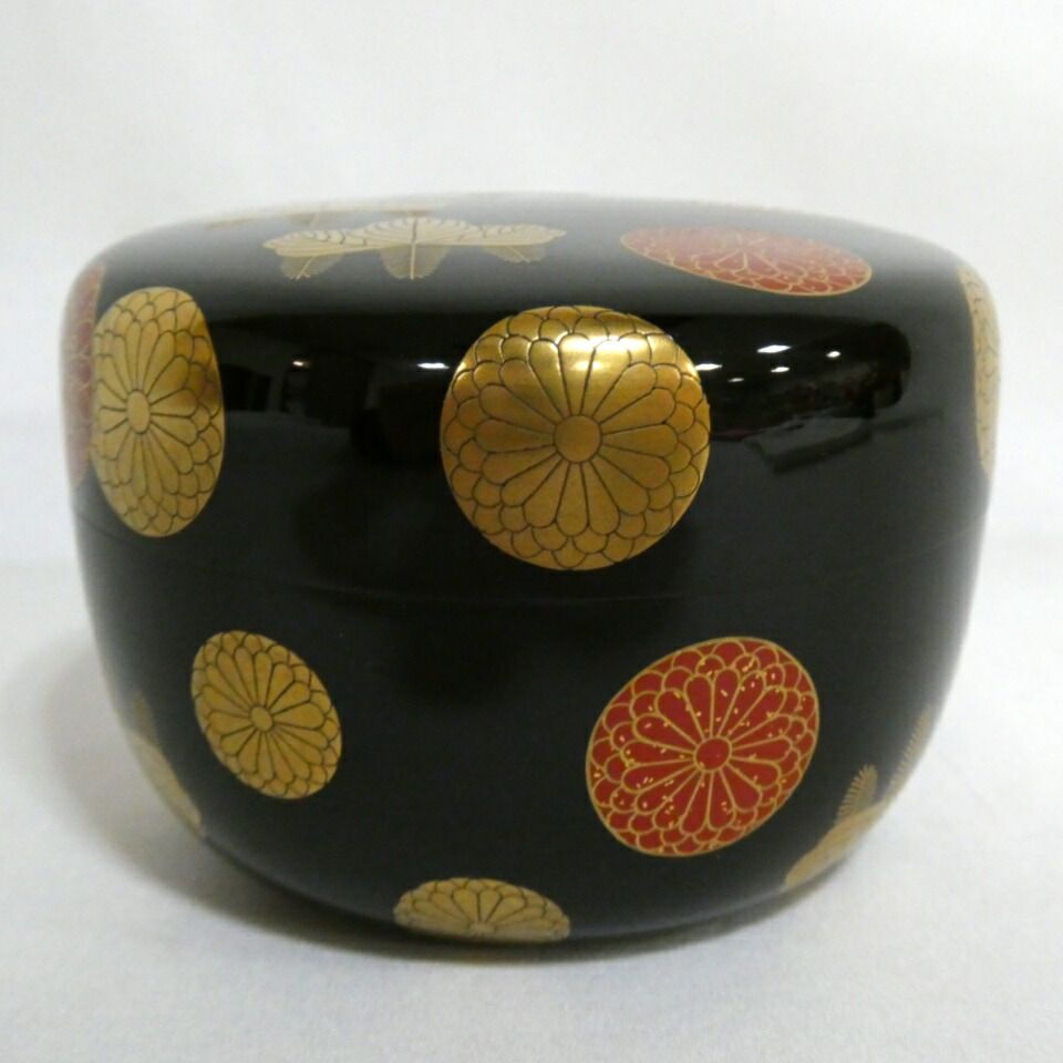 鵬雲斎宗匠御箱書】大阪漆匠 五代 川端近左作 高台寺蒔絵 菊桐 平棗